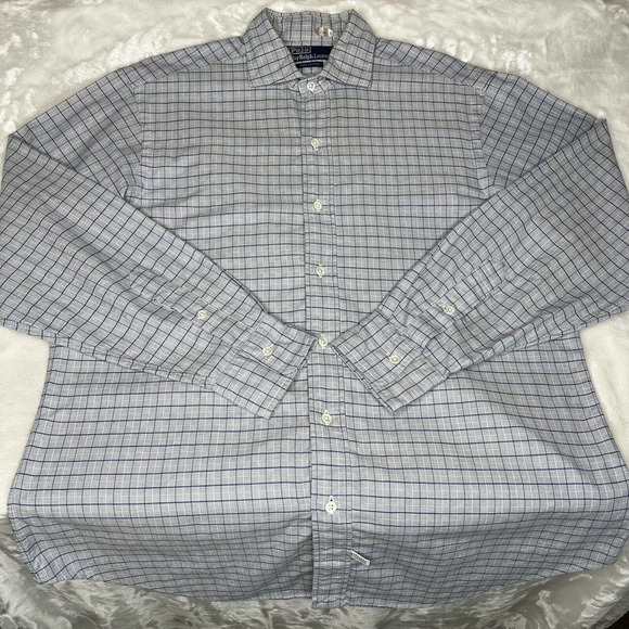 Polo Ralph Lauren Blue Plaid & White Long Sleeve Button-Up Shirt - Picture 3 of 9